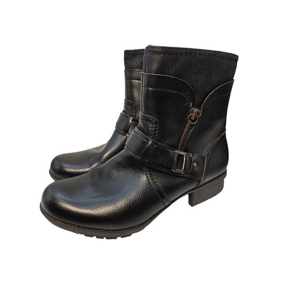 Clarks Womens Riddle Avant Black Boots Side Zip Biker Comfort Leather size 8 - Picture 4 of 9